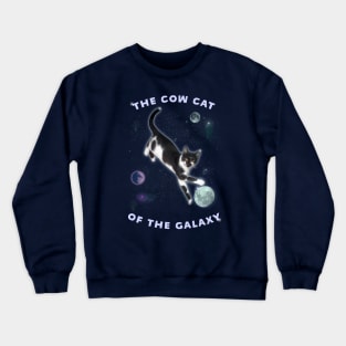 Funny Galaxy Cat - "Cow Cat of the Galaxy" Cow cat and moon Crewneck Sweatshirt